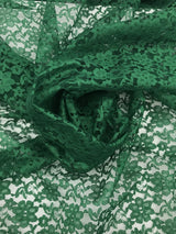 Forrest Green Rachelle Lace Polyester Fabric - Sheer Floral Lace, 58/60" Wide (1 Yard)