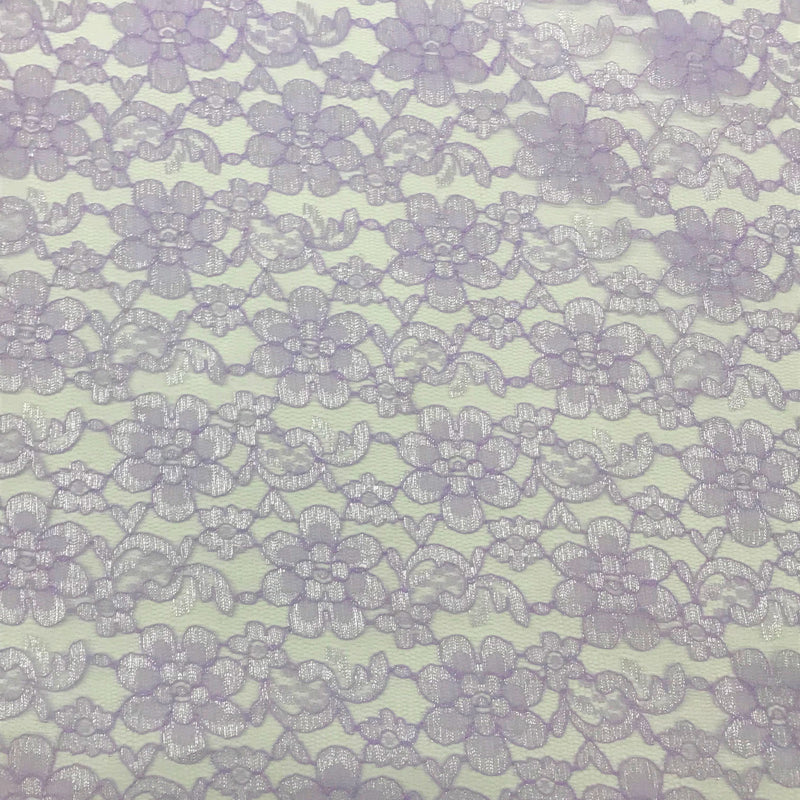 Lavender Rachelle Lace Polyester Fabric - Sheer Floral Lace, Lavender, 58/60" Width (1 Yard)