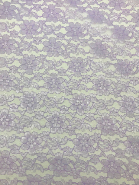 Lavender Rachelle Lace Polyester Fabric - Sheer Floral Lace, Lavender, 58/60" Width (1 Yard)