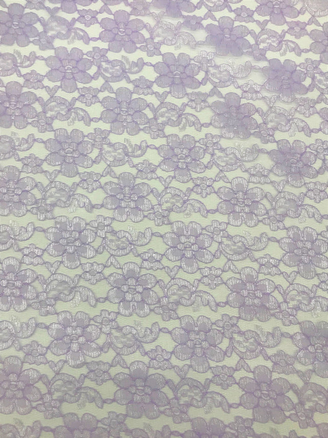 Lavender Rachelle Lace Polyester Fabric - Sheer Floral Lace, Lavender, 58/60" Width (1 Yard)