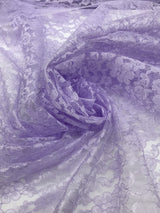 Lavender Rachelle Lace Polyester Fabric - Sheer Floral Lace, Lavender, 58/60" Width (1 Yard)
