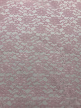Pink Rachelle Lace Polyester Fabric - Sheer Floral Lace, Pink, 58/60" Wide (1 Yard)