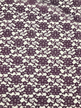 Plum Rachelle Lace Polyester Fabric - Sheer Floral Lace, Plum, 58/60" Wide (1 Yard)
