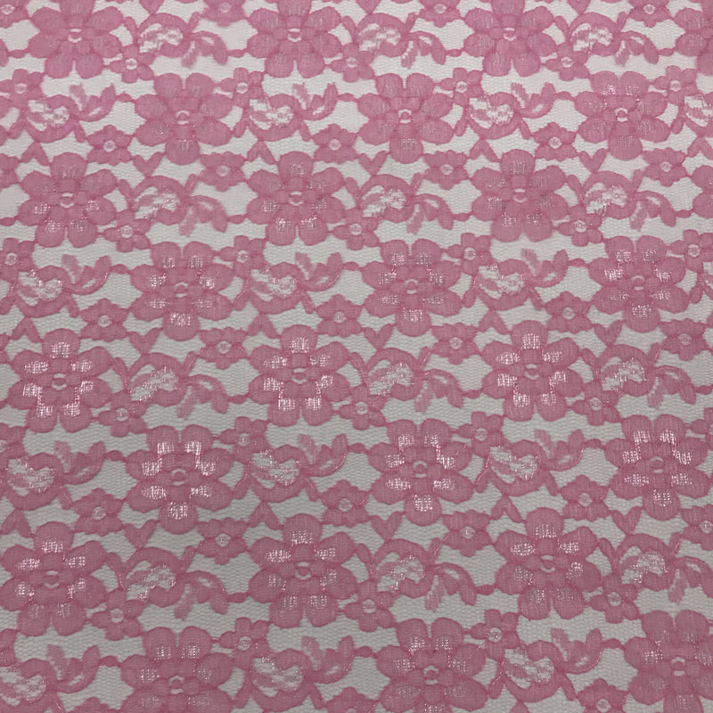 Rose Pink Rachelle Lace Polyester Fabric - Sheer Floral Lace, 58/60" Wide