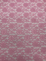Rose Pink Rachelle Lace Polyester Fabric - Sheer Floral Lace, 58/60" Wide
