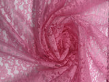 Rose Pink Rachelle Lace Polyester Fabric - Sheer Floral Lace, 58/60" Wide