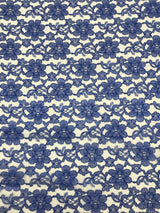 Royal Blue Rachelle Lace Polyester Fabric - Sheer Floral Lace, Royal Blue, 58/60" Wide
