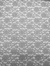 Silver Rachelle Lace Polyester Fabric - Sheer Floral Lace, Silver, 58/60" Wide