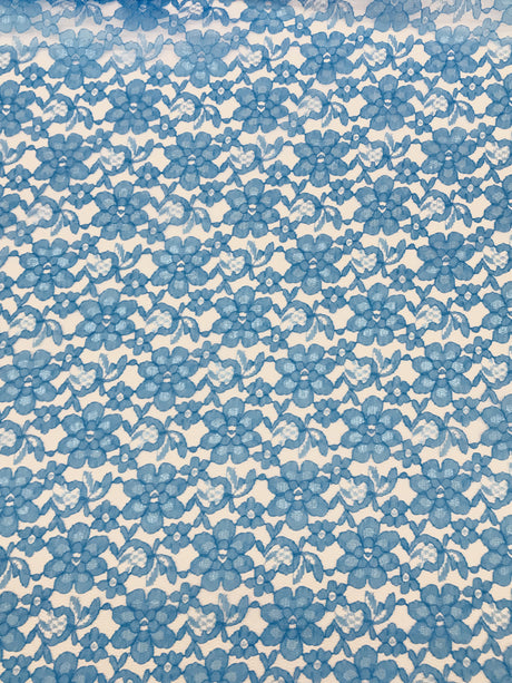 Turquoise Rachelle Lace Polyester Fabric - Sheer Floral Lace, Turquoise, 58/60" Width