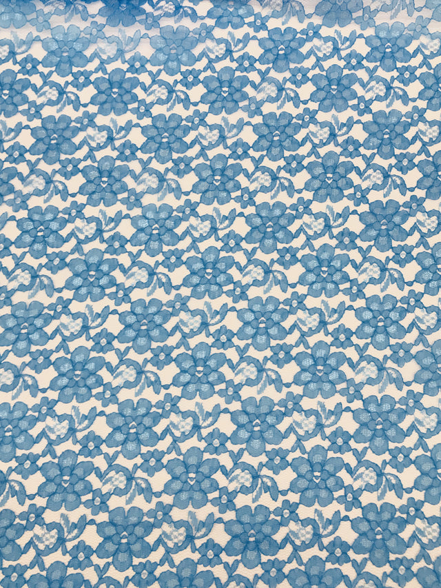 Turquoise Rachelle Lace Polyester Fabric - Sheer Floral Lace, Turquoise, 58/60" Width