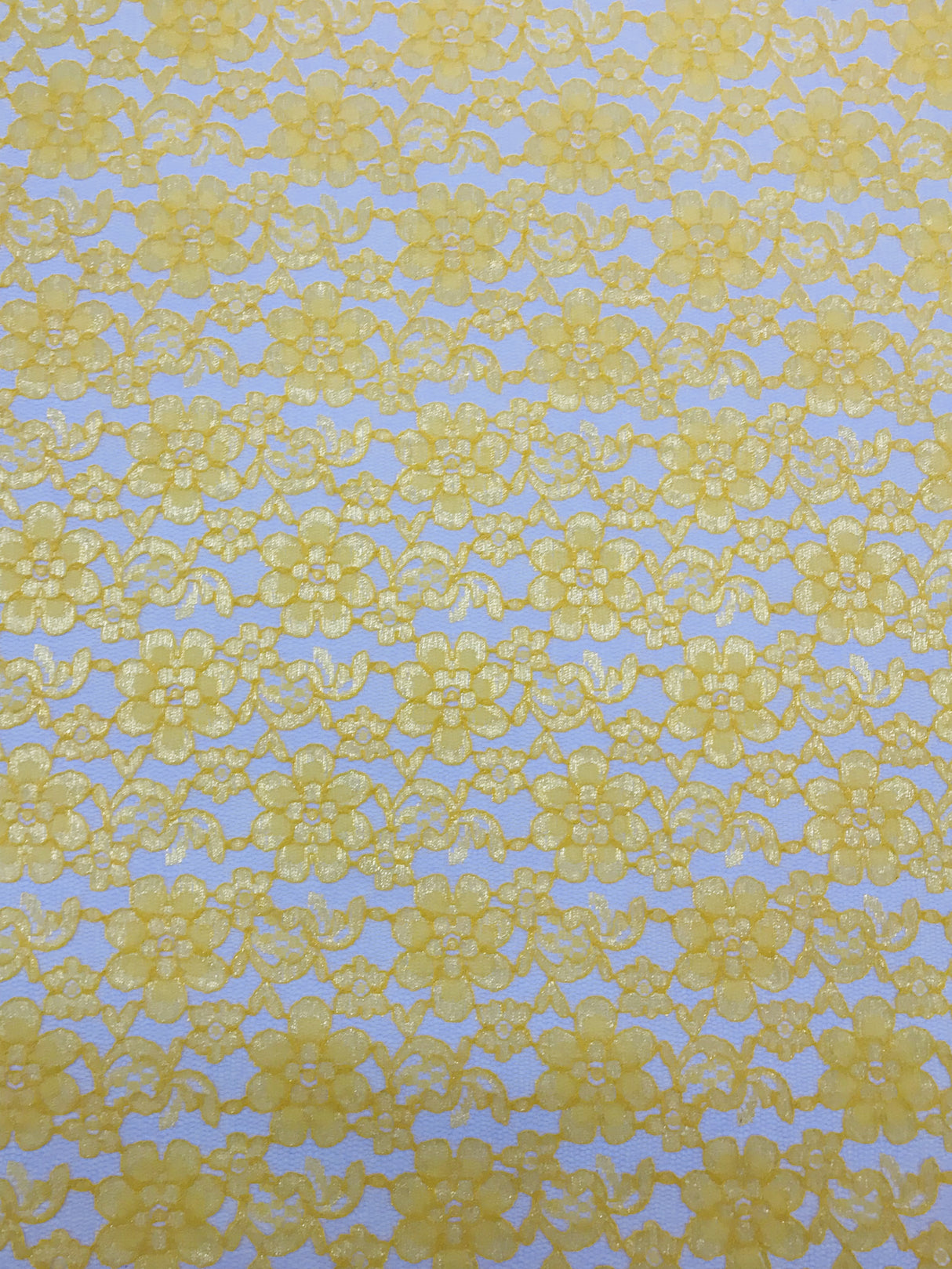 Yellow Rachelle Lace Polyester Fabric - Sheer Floral Lace, Yellow, 58/60" Wide