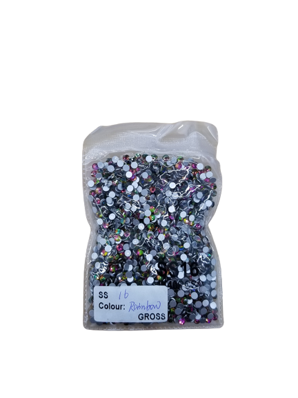 Small Bag Glue On Rhinestones Acrylic Fabric - Rainbow, Flat Back Loose Rhinestones, 2MM To 6MM (1 Bag)