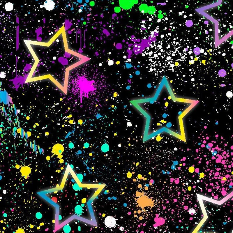 Printed Spandex Rainbow Star Splatter