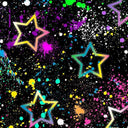 Printed Spandex Rainbow Star Splatter