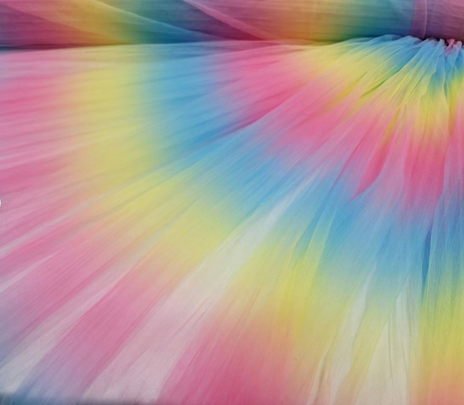 Rainbow Pleated Tulle Fabric
