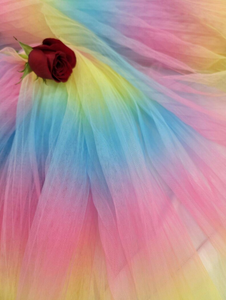 Rainbow Pleated Tulle Fabric