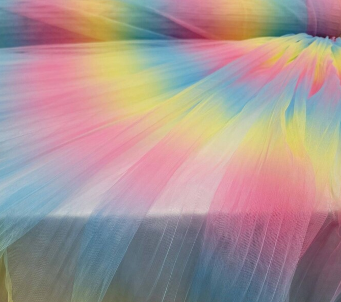 Rainbow Pleated Tulle Fabric
