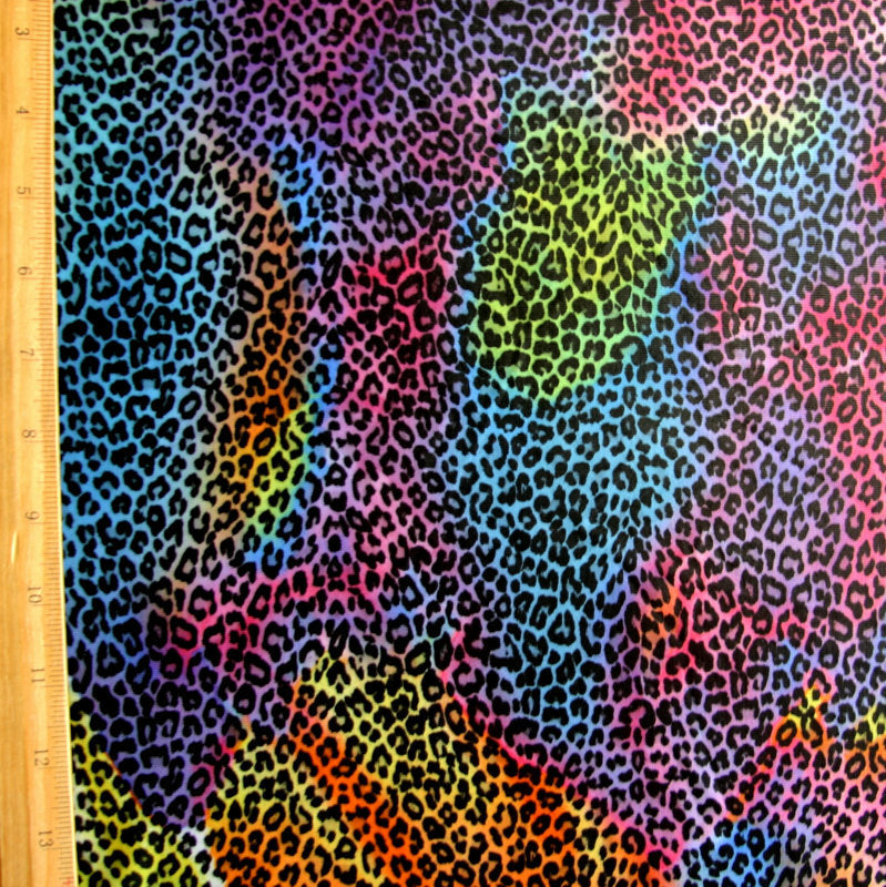 Swim Knit Nylon Lycra Rainbow Colored Leopard Print