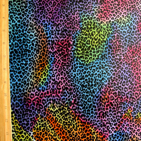 Swim Knit Nylon Lycra Rainbow Colored Leopard Print