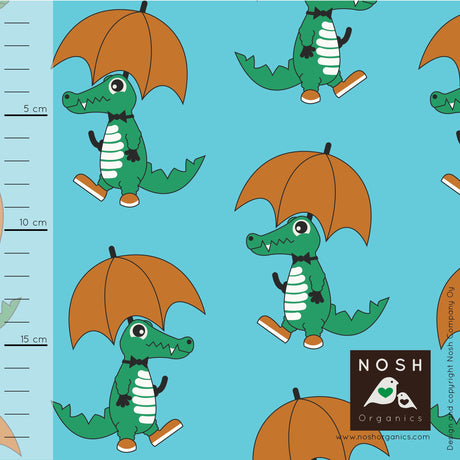 Organic Cotton Lycra Knit Fabric - Capri Blue Rainy Day