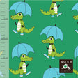 Organic Cotton Lycra Knit Fabric Rainy Day Croco Green