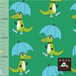 Organic Cotton Lycra Knit Fabric - Croco Green 19" Remnant