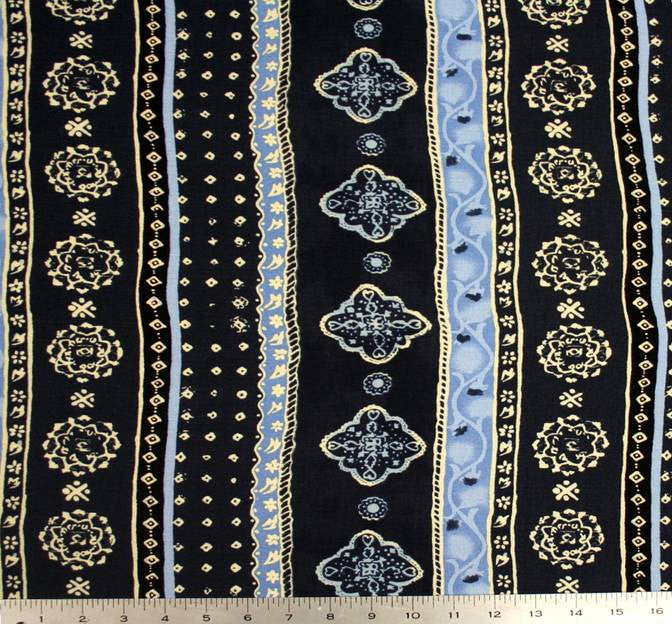 Rayon Crinkle 1A690 100 Percent Rayon Fabric - Navy/Ivory, Crinkle, 52/54" Width