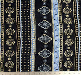 Rayon Crinkle 1A690 100 Percent Rayon Fabric - Navy/Ivory, Crinkle, 52/54" Width
