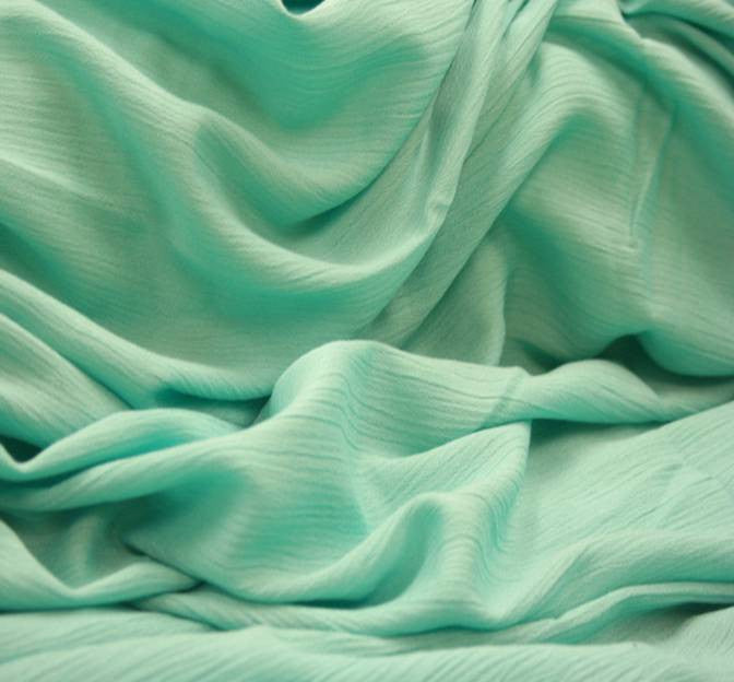 Rayon Crinkle Solid Mint Rayon Fabric - Mint, Crinkle, 50/51" Width