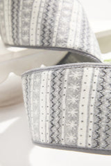 4” x 10 Yard Snowflake Knit Gray & White Ribbon