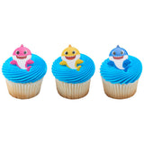 Baby Shark Mommy, Daddy and Baby Cupcake Cake Decorating Rings 72 set