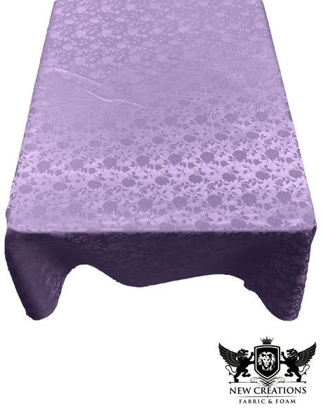 Rectangular Tablecloth Roses Jacquard Satin Fabric - Rose Pattern, 60" X 72" (1 Piece)