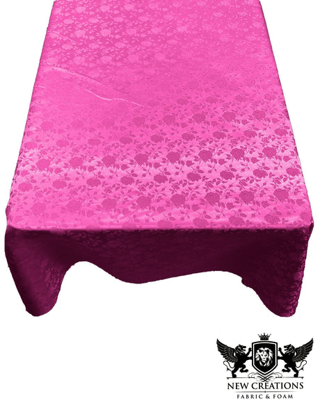 Rectangular Tablecloth Roses Jacquard Satin Fabric - Rose Pattern, 60" X 72" (1 Piece)