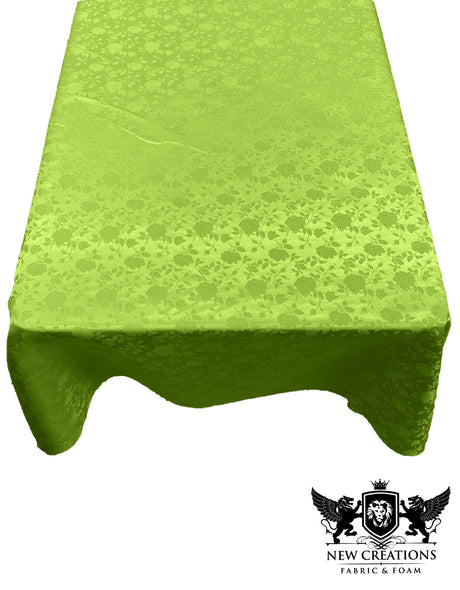 Rectangular Tablecloth Roses Jacquard Satin Fabric - Rose Pattern, 60" X 72" (1 Piece)