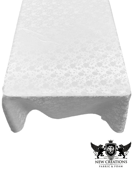 Rectangular Tablecloth Roses Jacquard Satin Fabric - Rose Pattern, 60" X 72" (1 Piece)
