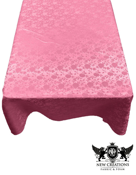 Rectangular Tablecloth Roses Jacquard Satin Fabric - Rose Pattern, 60" X 72" (1 Piece)