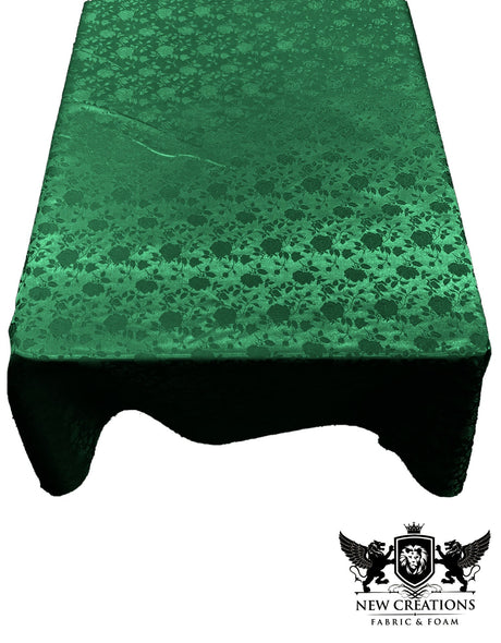 Rectangular Tablecloth Roses Jacquard Satin Fabric - Rose Pattern, 60" X 72" (1 Piece)
