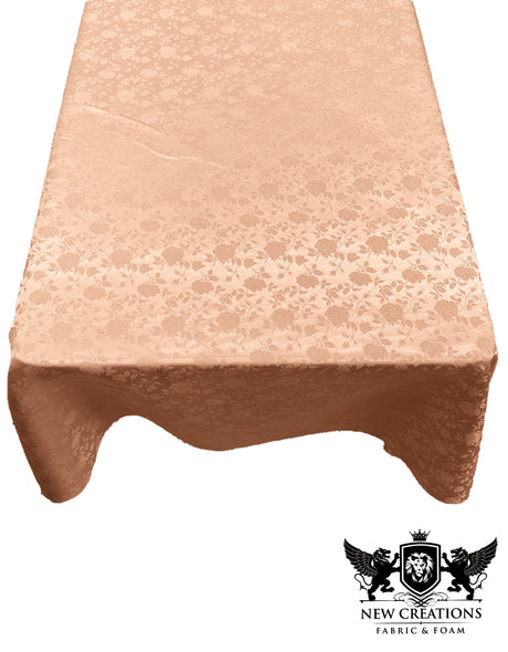 Rectangular Tablecloth Roses Jacquard Satin Fabric - Rose Pattern, 60" X 72" (1 Piece)