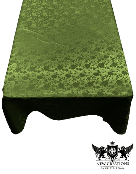 Rectangular Tablecloth Roses Jacquard Satin Fabric - Rose Pattern, 60" X 144" (1 Piece)