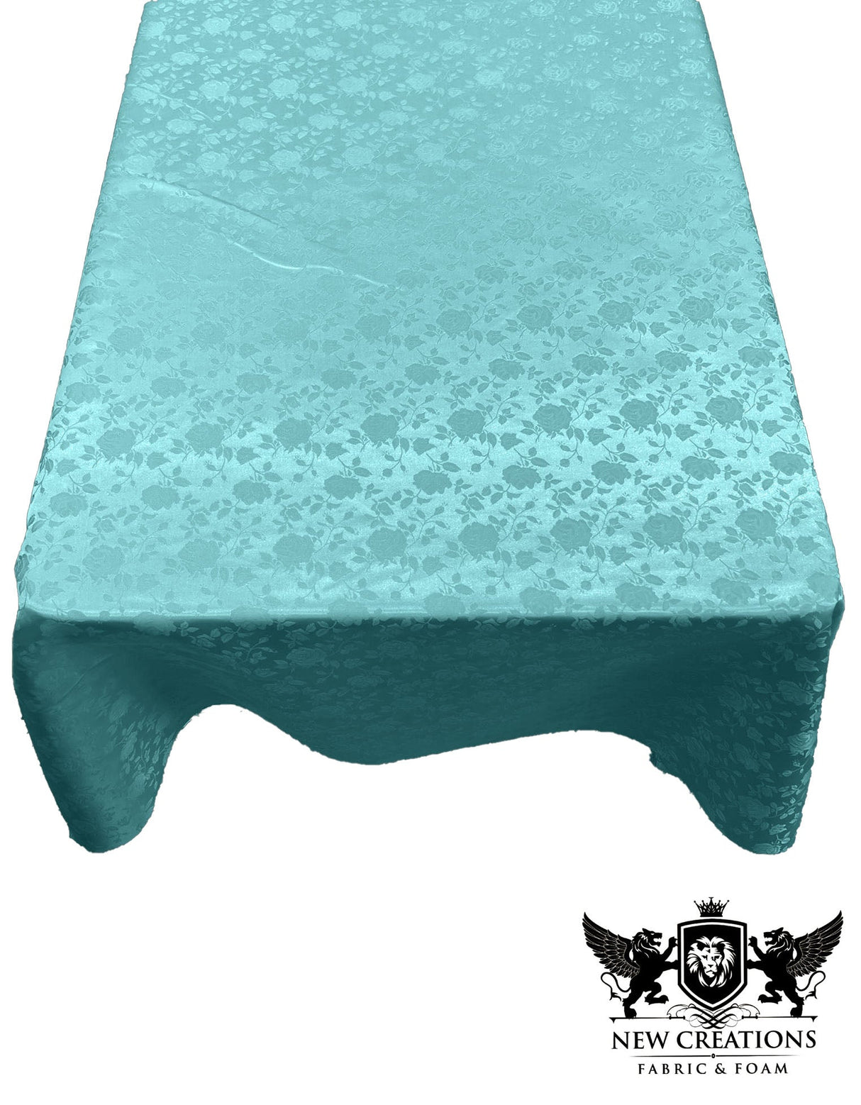 Rectangular Tablecloth Roses Jacquard Satin Fabric - Rose Pattern, 60" X 144" (1 Piece)