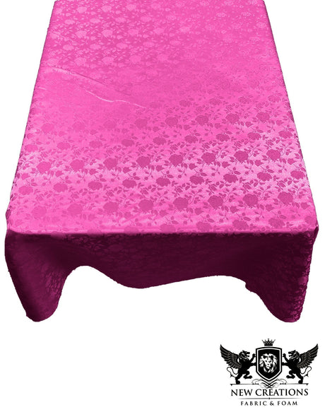Rectangular Tablecloth Roses Jacquard Satin Fabric - Rose Pattern, 60" X 144" (1 Piece)