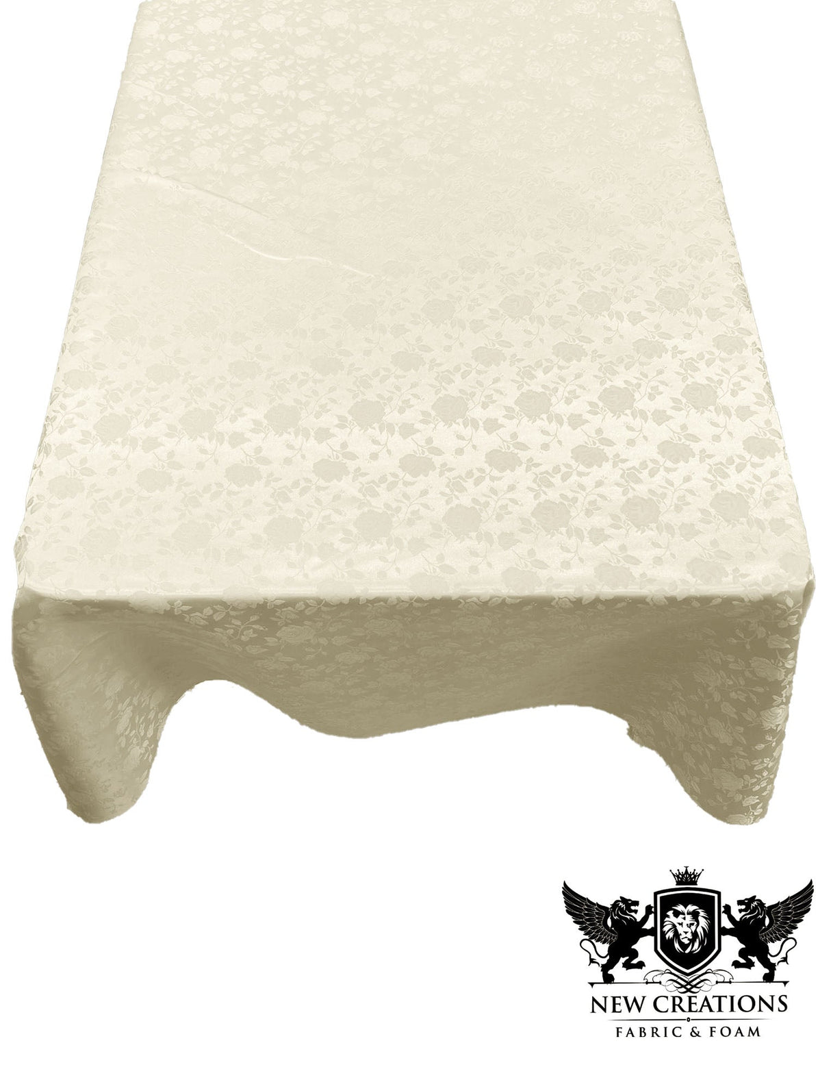Rectangular Tablecloth Roses Jacquard Satin Fabric - Rose Pattern, 60" X 144" (1 Piece)