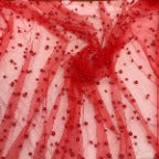 Pearl Tulle Polyester Fabric - Soft Mesh With Scattered Pearls, 58" Width
