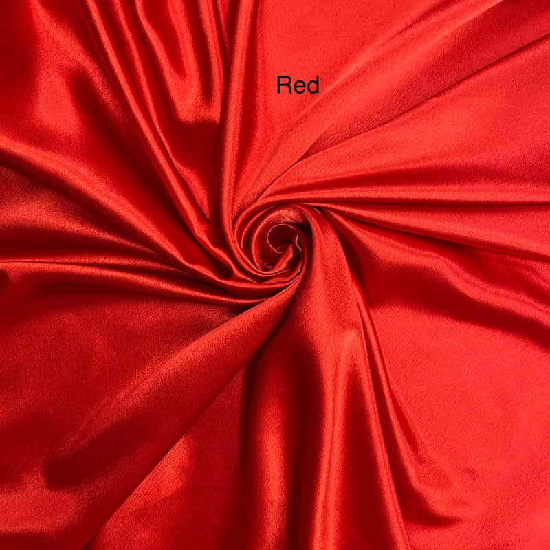 Crepe Satin Polyester Fabric - Red, Shiny, 58" Width (1 Yard)