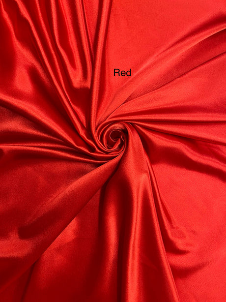 Crepe Satin Polyester Fabric - Red, Shiny, 58" Width (1 Yard)