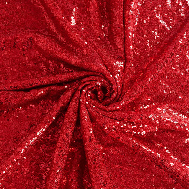 Red Sequin Glitter Embroidery Fabric - Red Sequin Pattern, 1 Yard