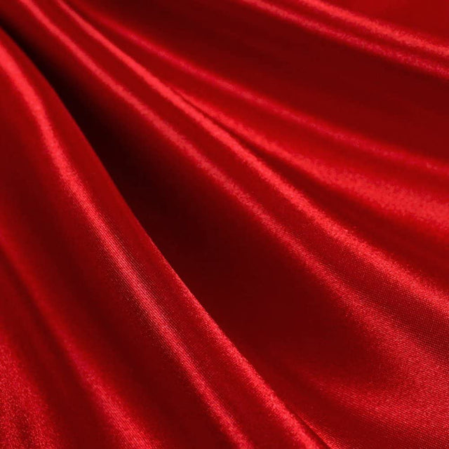 Red Stretch Charmeuse Fabric - Red, 60" Width