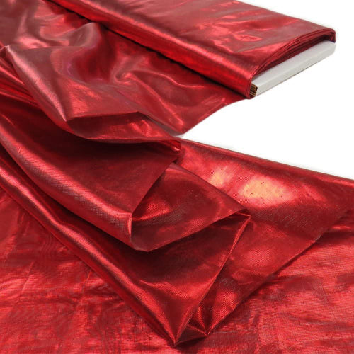 Red Nylon Metallic Tissue Lame Fabric - Red Metallic Finish, 60" Width
