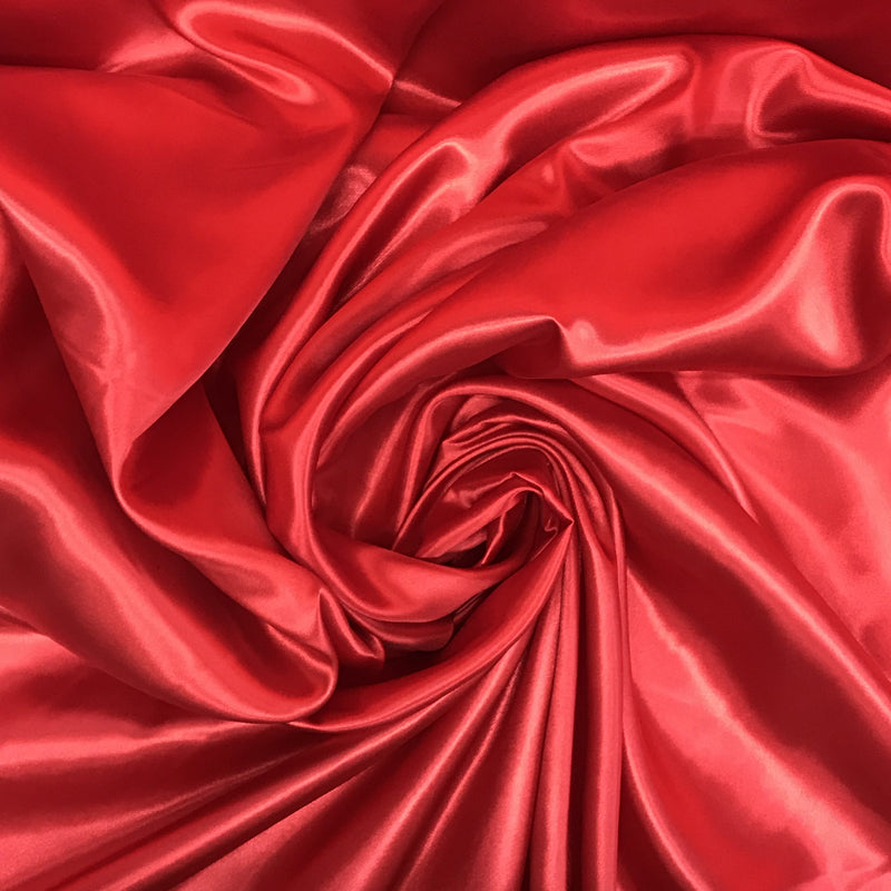 Red Medium Satin Polyester Fabric - Red, Satin, 58"-60" Wide