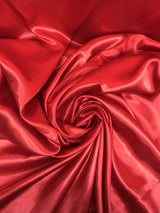 Red Medium Satin Polyester Fabric - Red, Satin, 58"-60" Wide